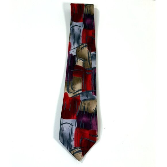 J. Garcia Tie Collection Fifty-Four Scales Abstract Red Purple‎ Gray Silk - Picture 5 of 11